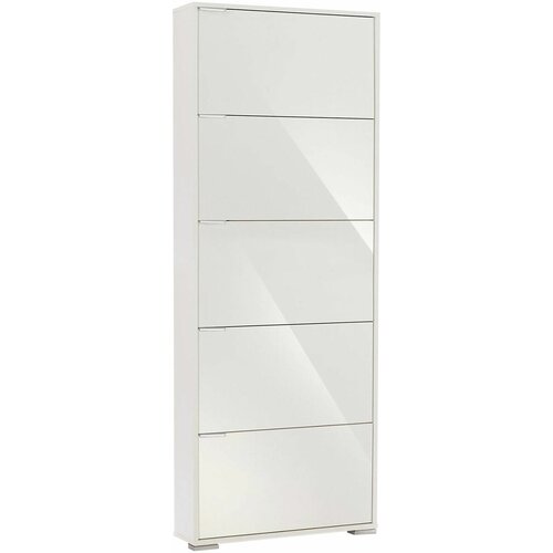 Шкаф для обуви с зеркалом Вентал Арт VIVA 5 Белый / Белый глянец