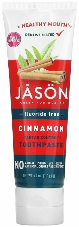 Jason Natural, Healthy Mouth, зубная паста, предупреждающая появление зубного камня, без фторида, с корицей, 119 г (4,2 унции)