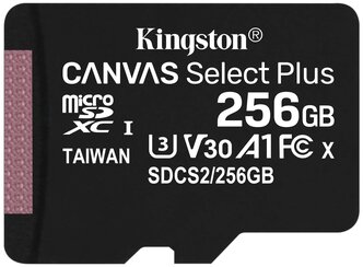 256Gb - Kingston Canvas Select Plus MicroSDXC UHS-I Class U3 V30 A1 SDCS2/256GBSP (Оригинальная!)