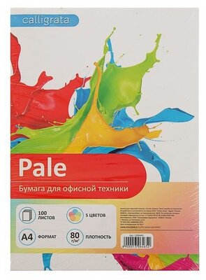 Бумага Calligrata A4 Pale 80 г/м², 100 л, 5 цветов