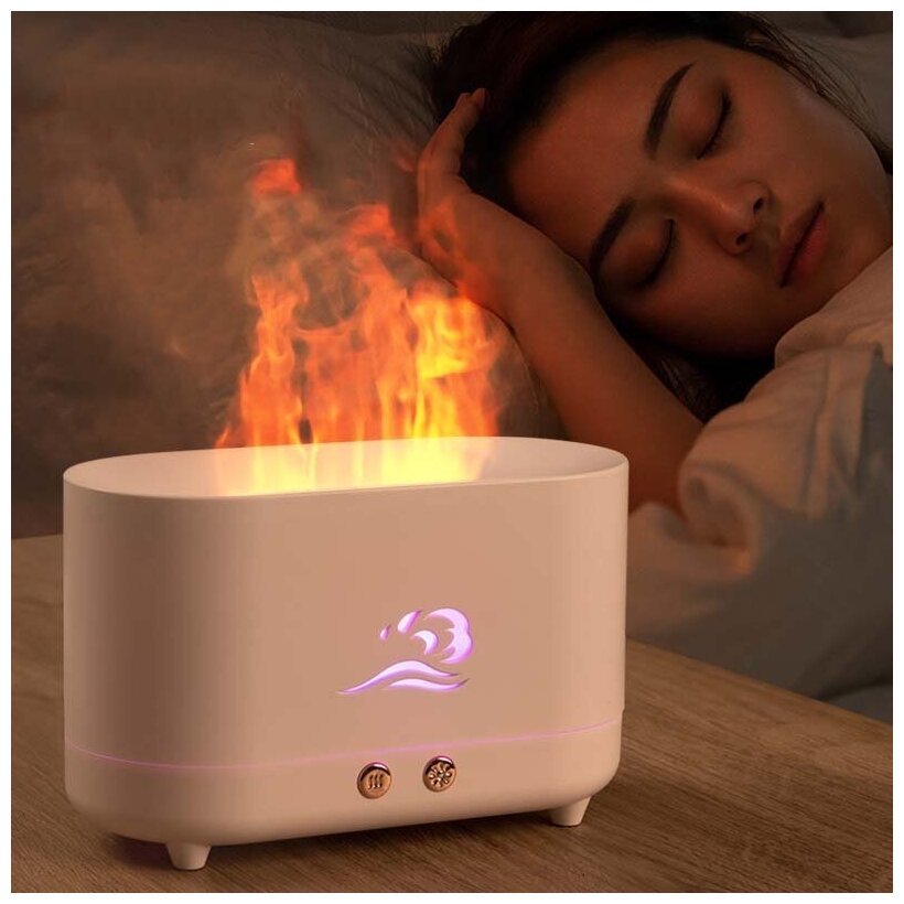 Увлажнитель воздуха с эффектом огня аромадиффузор арома ночник имитация пламени