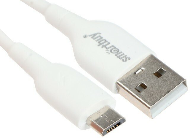 Smartbuy Кабель Smartbuy S25, microUSB - USB, 3 А, 1 м, TPE оплетка, быстрая зарядка, белый