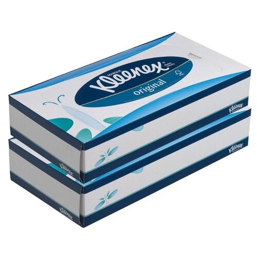 Салфетки Kleenex для лица Original, 72 листов, 2 пачки, голубой kleenex бумажные салфетки для лица 2х100 шт