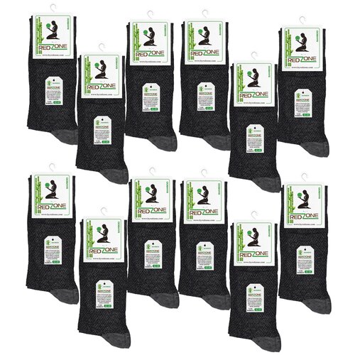 фото Носки redzone мужские, комплект носков - 12 пар, бамбук, серые, рисунок - "ромб" с серой резинкой, р. 42-45