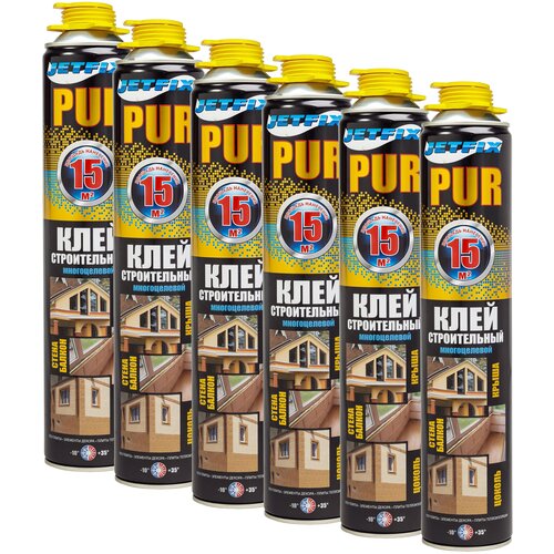 Монтажная пенаКлей пенаСтроительная смесь JETFIX PUR 6шт 455₽