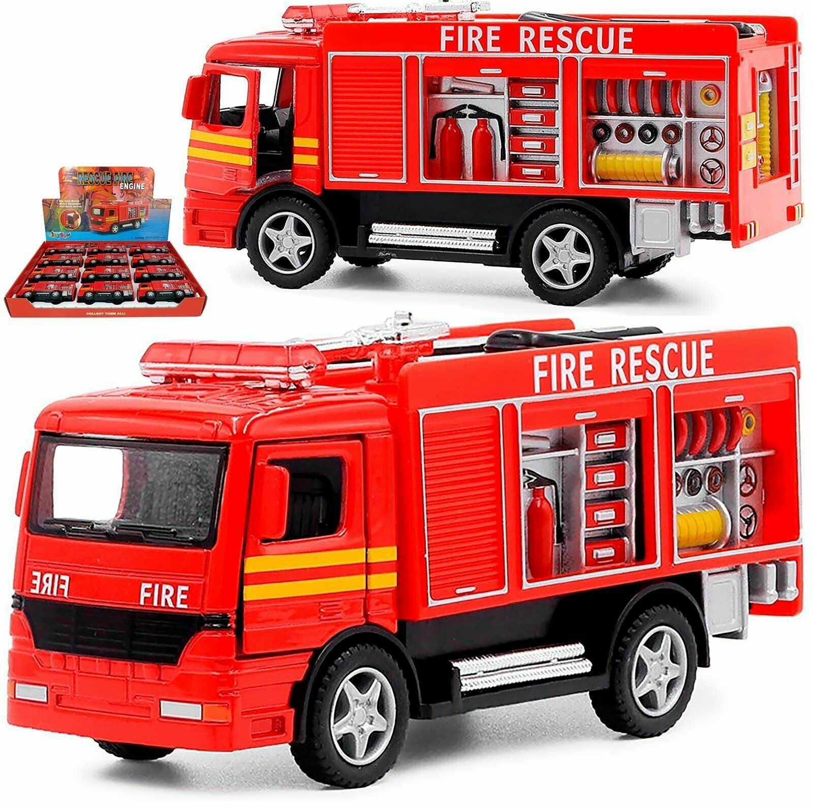 Металлическая машинка игрушка 1:32 Пожарная машина инерционная