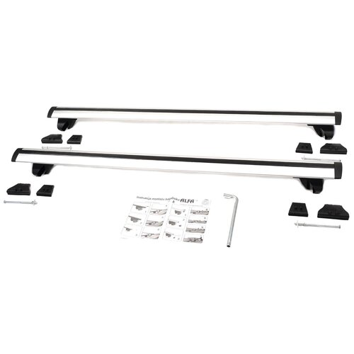 фото Багажник на рейлинги amos alfa для mercedes-benz e-class s124 w124 универсал 1985-1995 5 дв., с серебристыми крыловидными дугами 85 мм х 120 см без замка