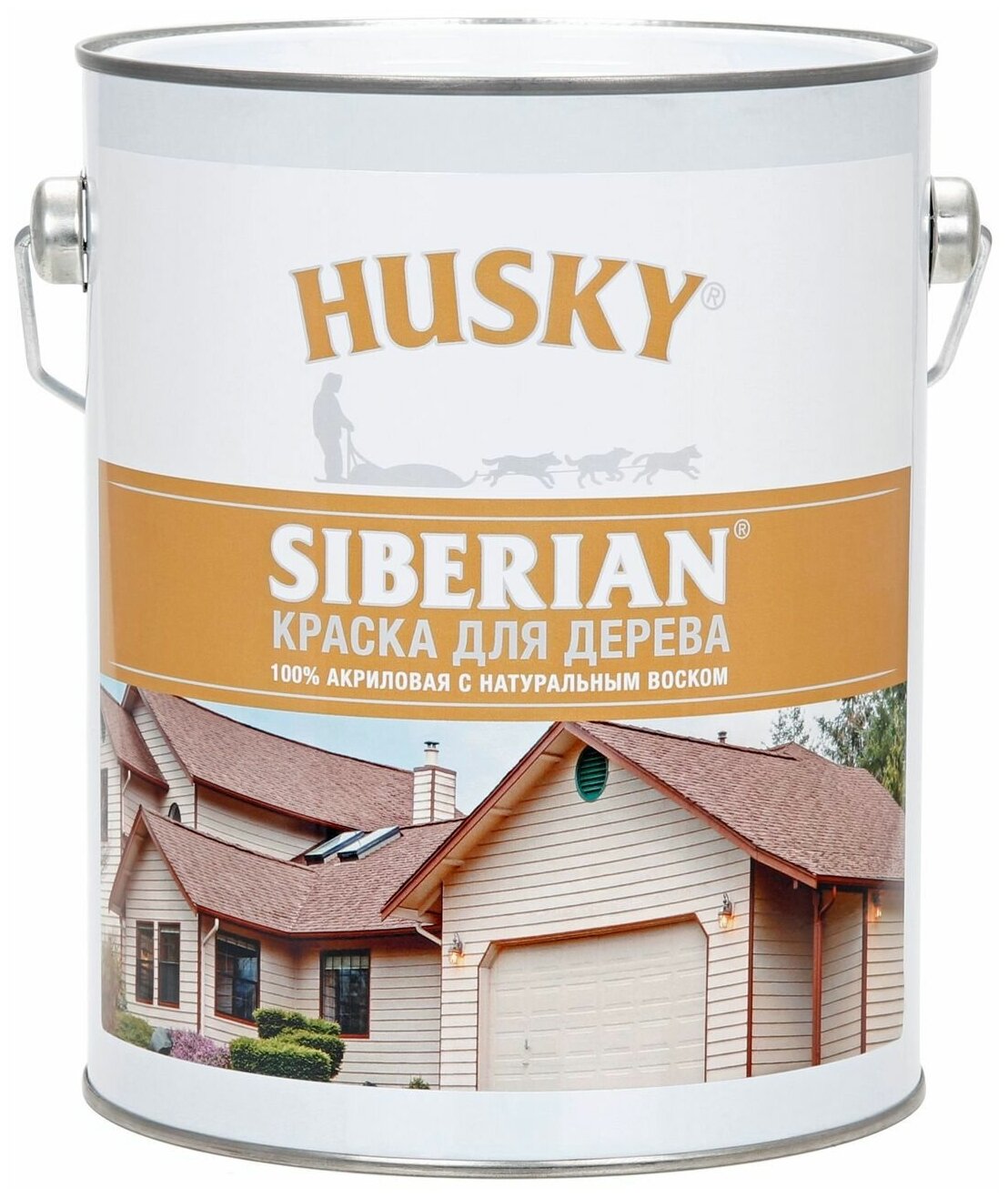 Краска по дереву Husky Siberian акриловая цвет белый база А 2.7 л