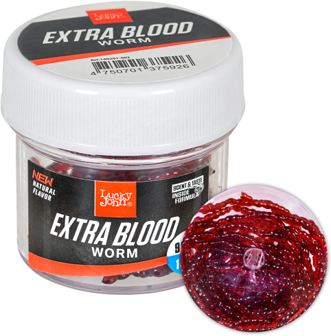 Силиконовая приманка Lucky John Pro Series Extra Blood Worm Мотыль 1см. 200шт.