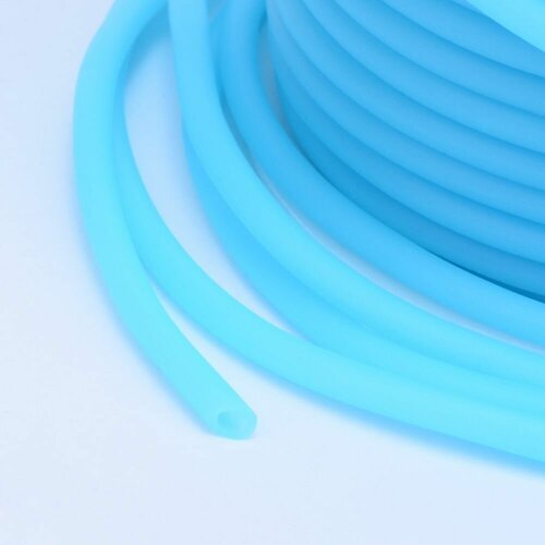 Шнур резиновый каучуковый с отверстием, намотка 5 метров, d 2 мм, голубой, для рукоделия, создания бижутерии