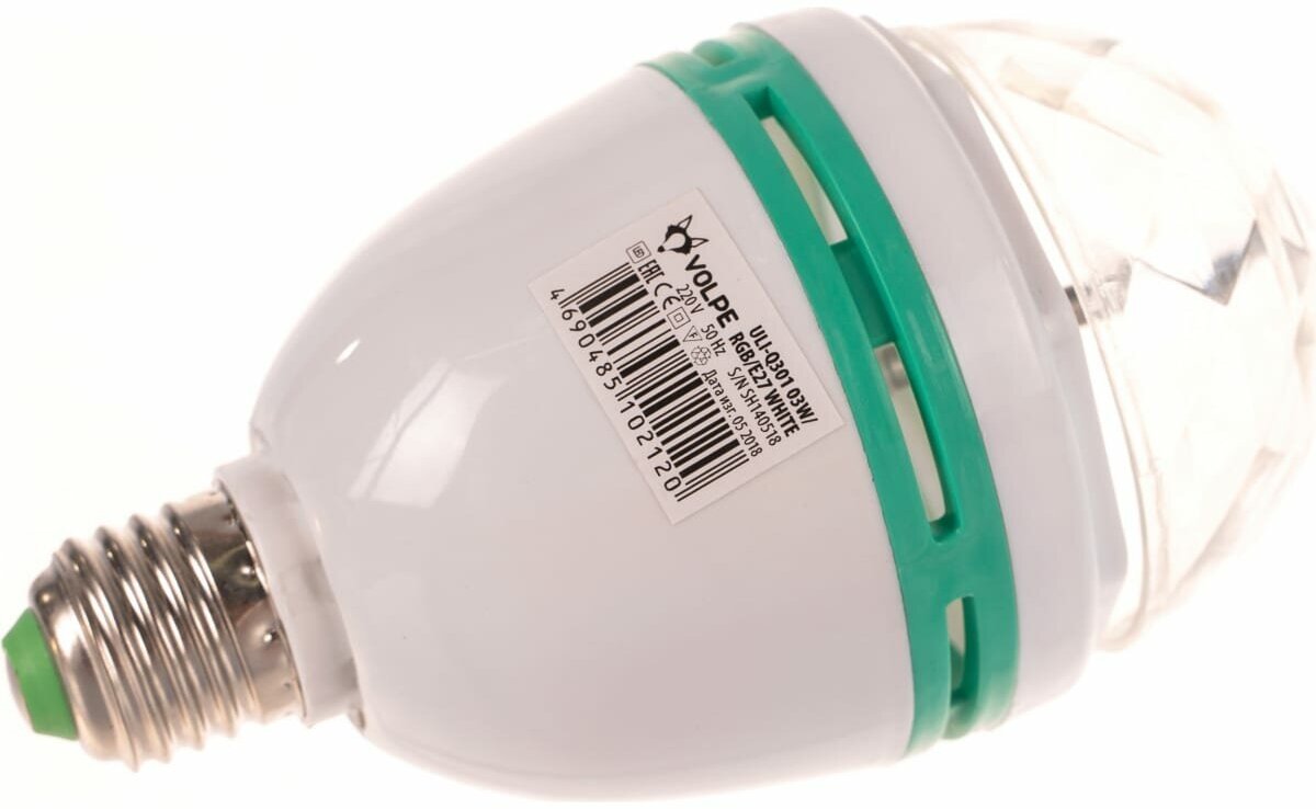 Светодиодный светильник-проектор ULI-Q301 Серия DISCO, многоцветный ТМ VOLPE Работа от сети 220В Для установки в электропатрон E27 Цвет корпуса - белый. | код.9839 | Uniel (10шт.в упак.) - фотография № 3