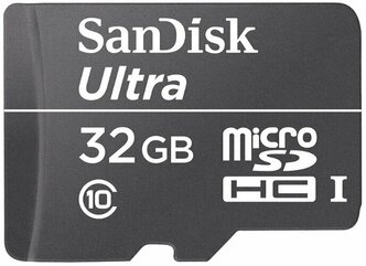 Карта памяти SanDisk Ultra microSDHC Class 10 UHS-I 30MB/s + SD adapter 32 GB, чтение: 30 MB/s, адаптер на SD