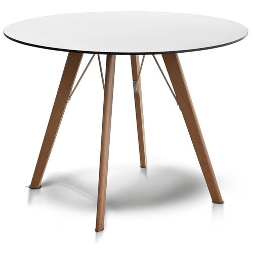 фото "франческо" стол интерьерный ø90см, столешница hpl, цвет молочный, деревянное подстолье 4sis