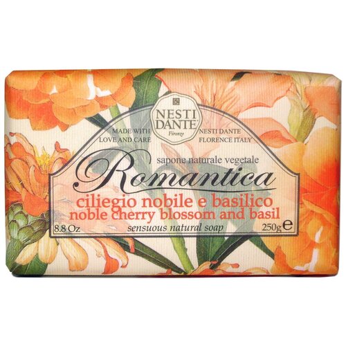 Nesti Dante Мыло кусковое Romantica Noble cherry blossom and Basil вишня, 250 г