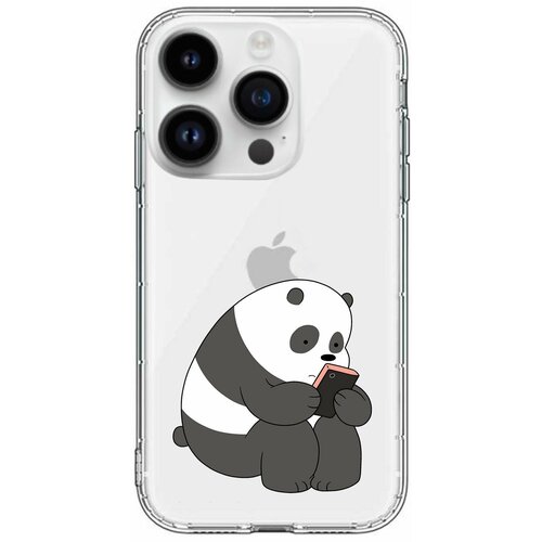 Чехол силиконовый для iPhone 15 Pro "Пандафон" с усиленным бортом для защиты камер