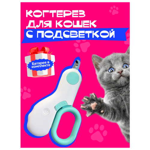 Когтерез для кошек с подсветкой / Ножницы для когтей кошек, голубой