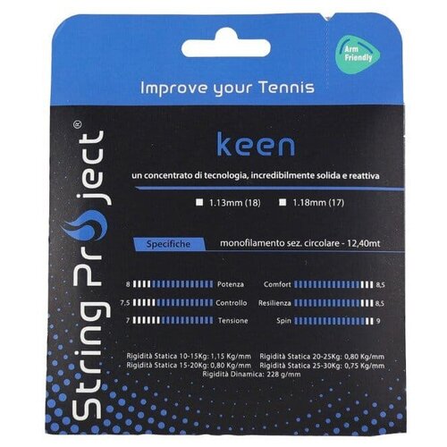 фото Струна для тенниса string project 12m keen, blue, 1.13