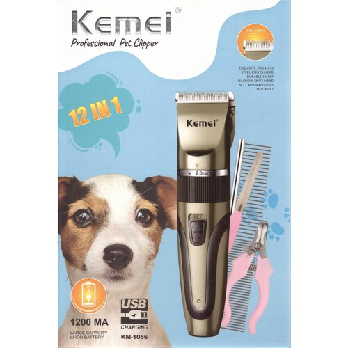 Мощная Беспроводная Машинка для стрижки волос животных, аккумуляторная машинка для стрижки волос Kemei KM-1056 набор для стрижки триммер машинка для стрижки