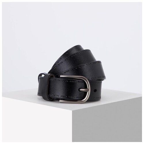 фото Ремень жен 05-01-03-01, 3*0,3*110 см, винт, пряжка темный металл, 2 строчки, черный 6488190 сима-ленд