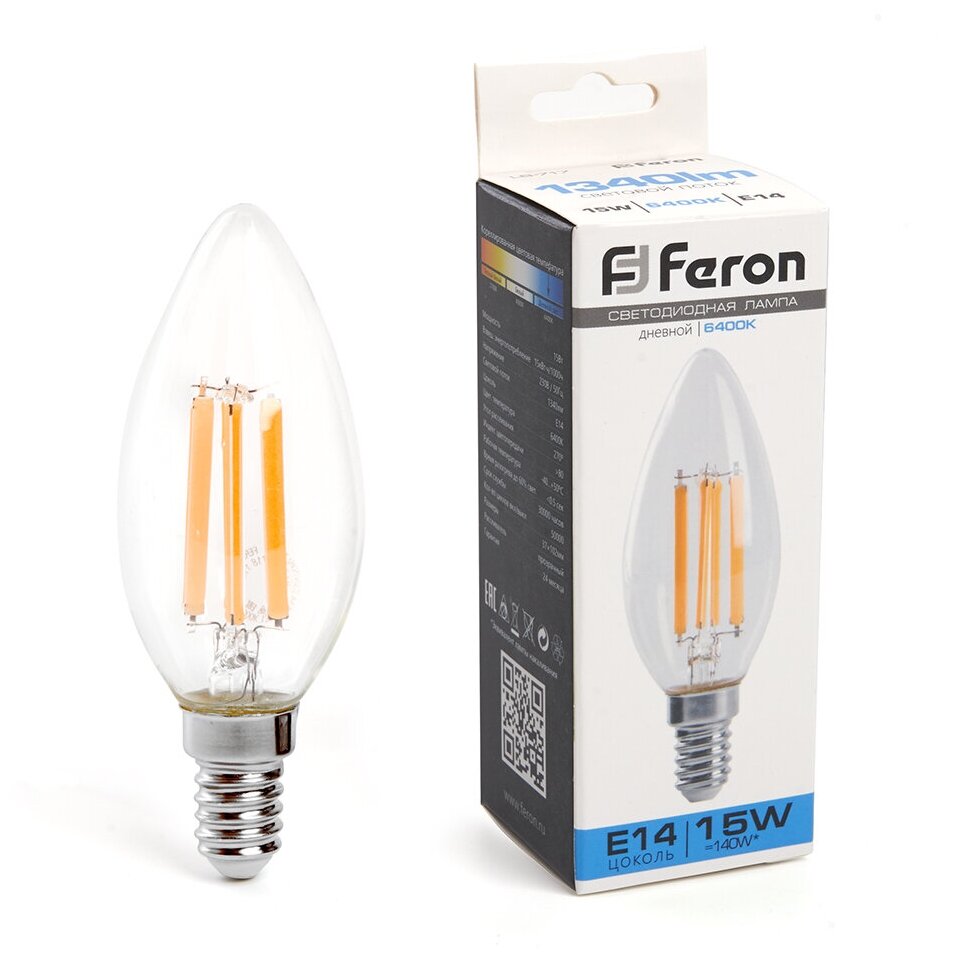 Feron Лампа светодиодная LB-717 Свеча E14 15W 6400K 38259 . - фотография № 1