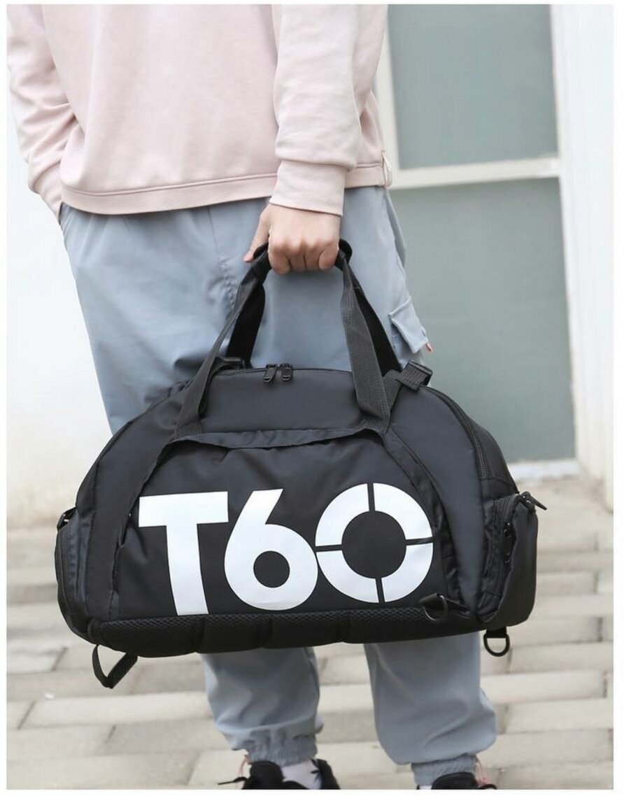 Спортивная сумка дорожный рюкзак 2В1, черная - фотография № 8