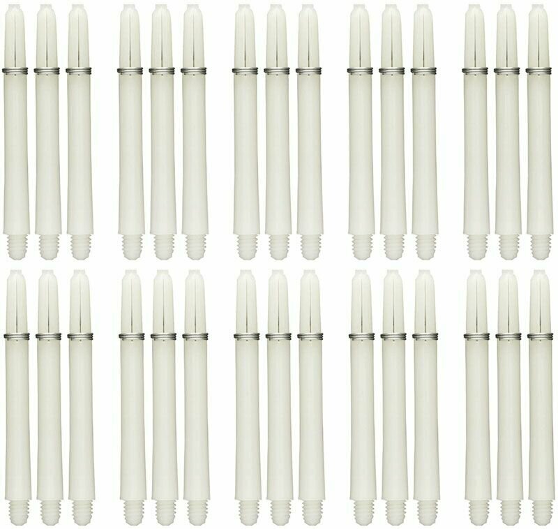 Хвостовики белого цвета для дротиков Дартс. Набор из 10-ти комплектов Winmau Nylon с колечками (Medium)