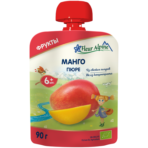 Пюре Fleur Alpine Манго, с 6 месяцев, 90 г пюре фрутоkids 90г зеленый микс с 9 месяцев дой пак