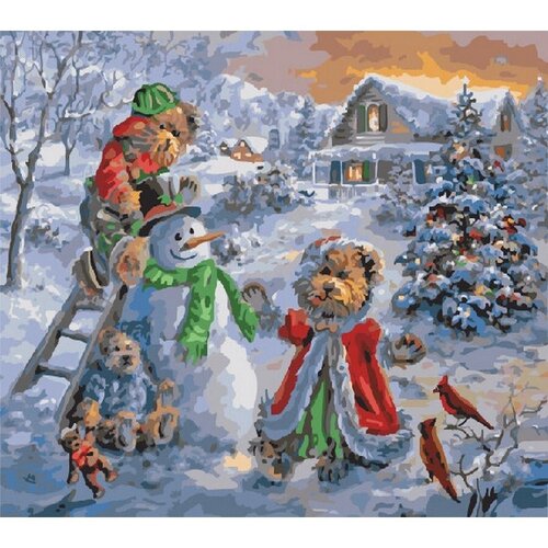 Картина по номерам Снеговик с игрушками 40х50 см Hobby Home