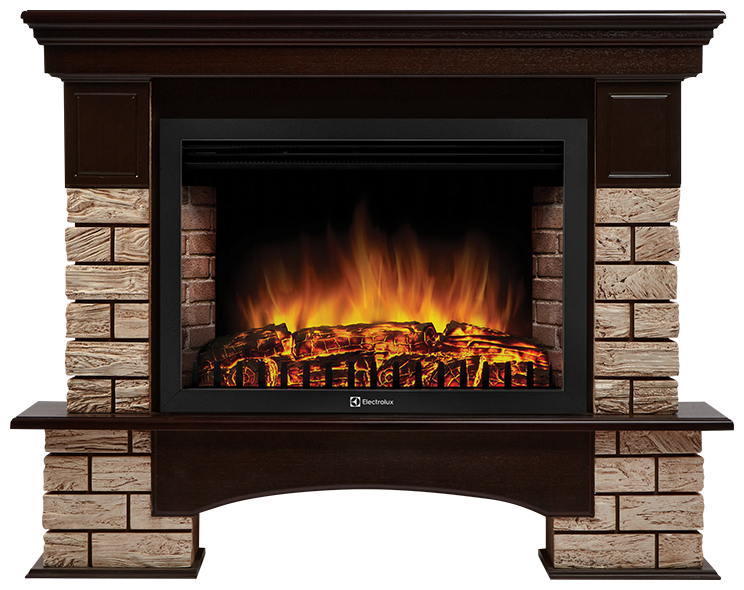 Портал Firelight Forte Wood 30 камень коричневый темный, шпон темный дуб - фото №1