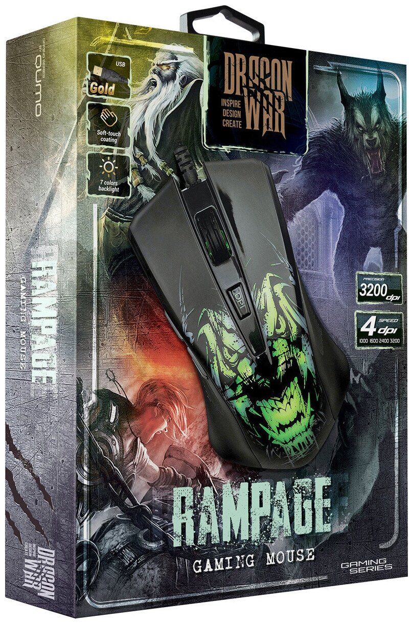 Купить Мышь Qumo Dragon War Rampage M49, черный - цена: 990 ...