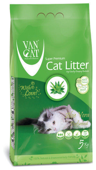 Комкующийся наполнитель Vancat VAN CAT Aloe Vera для кошачьих туалетов без пыли с ароматом алоэ вера 5 кг