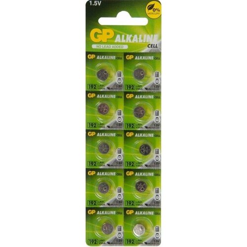 Батарейка 192/G3/LR736/LR41/392A GP Alkaline 1.5V отрывные, 10 штук в 1 блистере 20pcs 1 55v ag3 alkaline battery clock watch button cell 192 384 392 392a cx41 g3 lr41 l736 lr736 sr41 sr41sw sr41w v3ga