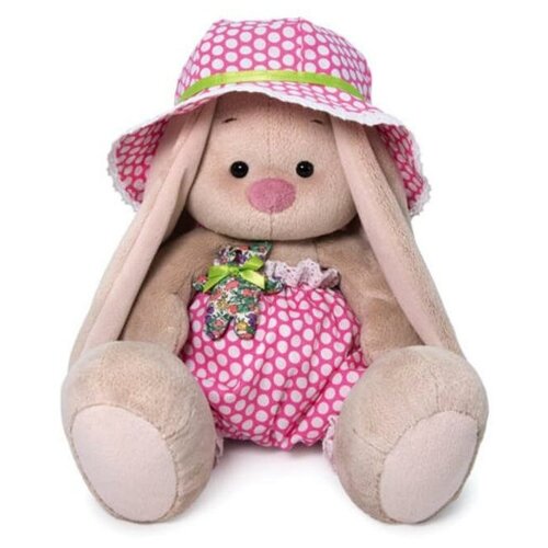 Мягкая игрушка Зайка Ми в шляпе с мишкой, 23 см, бежевый/розовый