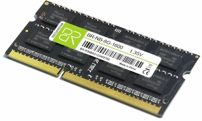 Память для ноутбука 8 ГБ DDR3L SoDIMM 1600МГц BillionReservoir (BR-NB-8G-1600) 16 чипов