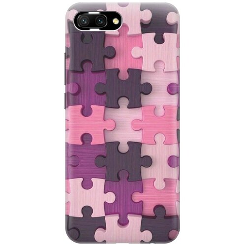 фото Gosso ультратонкий силиконовый чехол-накладка для honor 10 с принтом "сиреневый паззл"