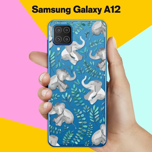 Силиконовый чехол Узор из слонов на Samsung Galaxy A12 силиконовый чехол узор из такс на samsung galaxy a12