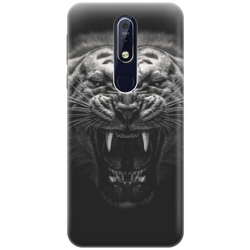 фото Gosso ультратонкий силиконовый чехол-накладка для nokia 7.1 (2018) с принтом "оскал тигра"