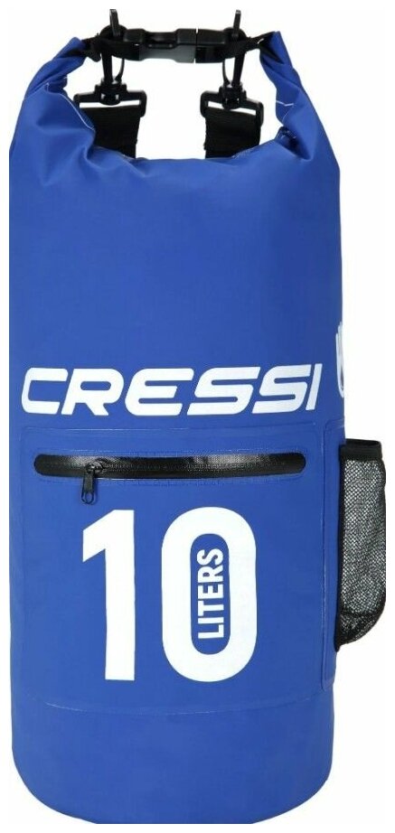 Гермомешок CRESSI с лямкой и карманом DRY BAG ZIP 10 литров синий