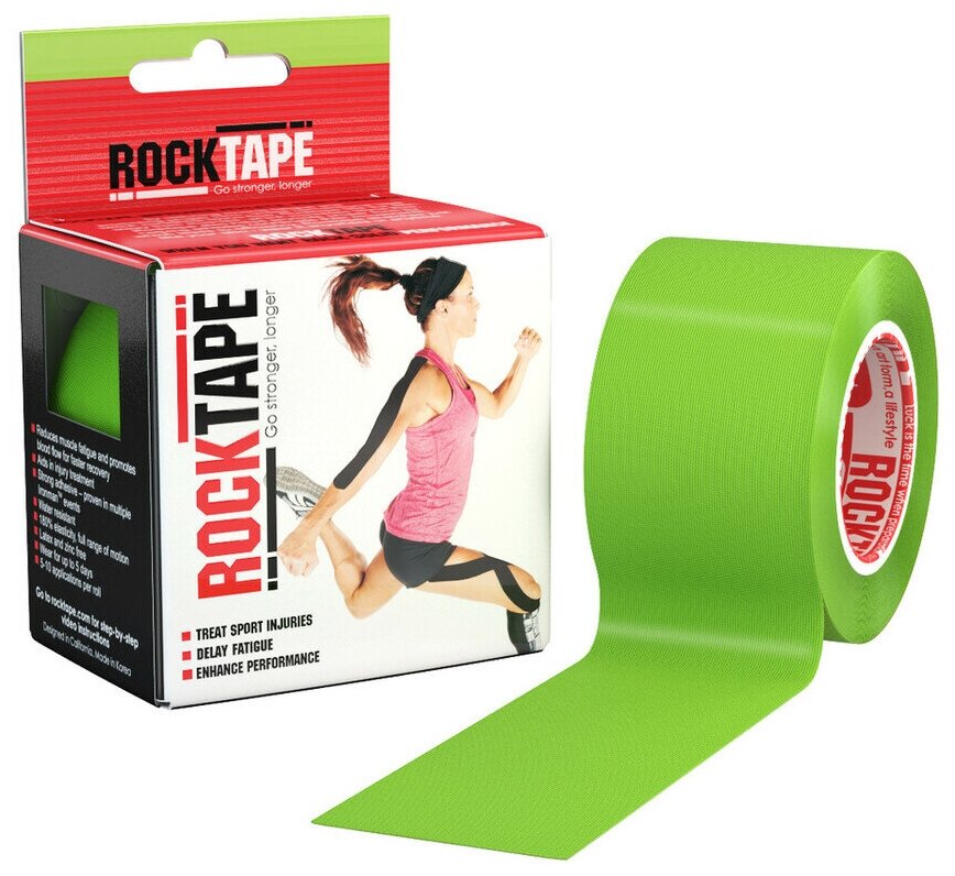 Кинезиотейп Rocktape 5 см х 5 м, лайм зеленый