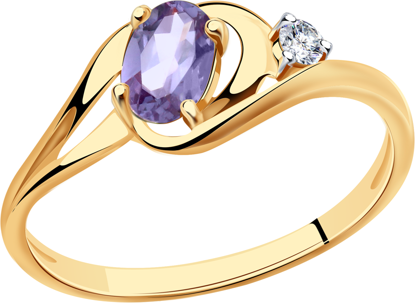 Кольцо Diamant online, золото, 585 проба, александрит, фианит