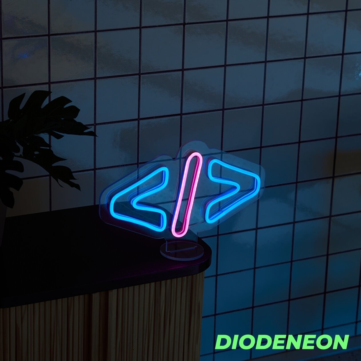 DIODENEON / Неоновый светильник - Кодинг 31х18 см, неоновая вывеска, гибкий неон, ночник