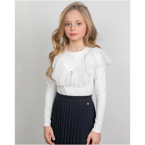 Школьная блуза Стильные Непоседы, размер 140-68-60, белый школьная юбка полусолнце стильные непоседы плиссированная с поясом на резинке мини размер 140 68 60 серый