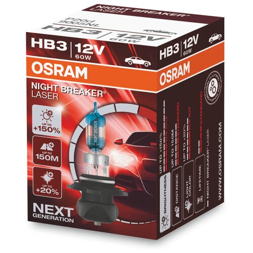 Лампа галогенная OSRAM HB3 Night Breaker Laser 12V 60W, 1шт.