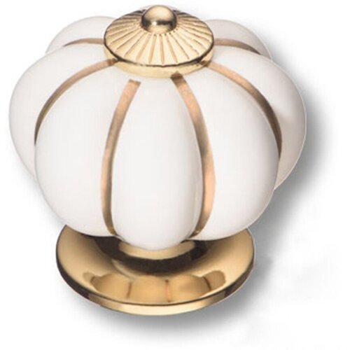 Ручка мебельная кнопка керамика с металлом белыйглянцевое золото 2204₽