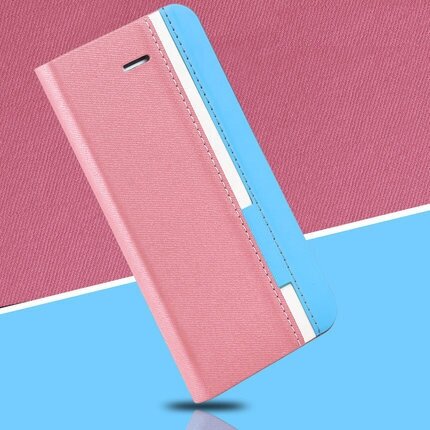 Чехол-книжка MyPads из водоотталкивающей кожи на жесткой основе с подставкой и визитницей для Lenovo Vibe P2 цвет розово-голубой