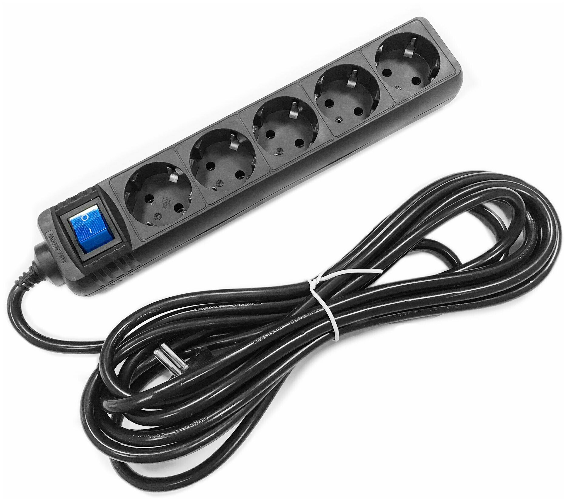 Удлинитель бытовой Skybeam 5 розеток с заземлением 3х1 5 мм 5 м 3500 Вт цвет черный