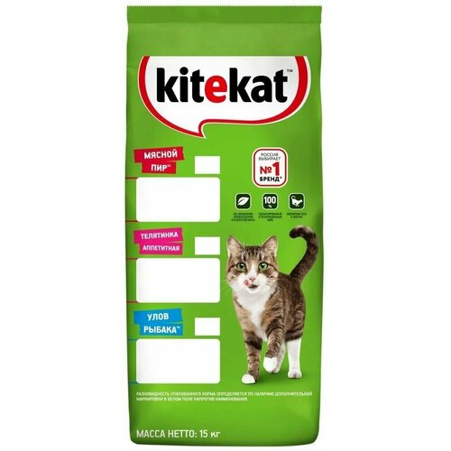 Корм сухой для кошек Kitekat (Китекэт), мясной пир, 15 кг