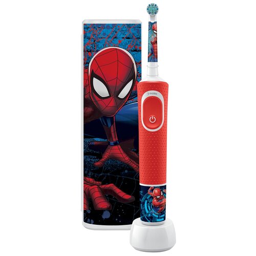 Электрическая зубная щетка Oral-B Vitality Kids Spiderman D1004132K красный черный футляр 395900₽