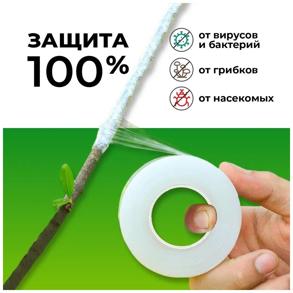 Лента для прививки растений Grafting Tape / Прививочная лента 3 см - 2 штуки 150м - фотография № 2