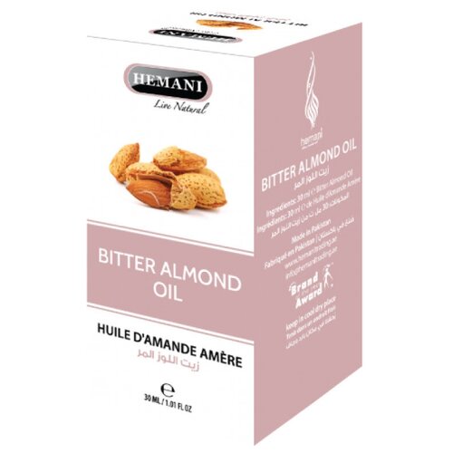 Масло горького миндаля Хемани (BITTER ALMOND OIL Hemani) против воспалений и старения кожи , 30 мл.